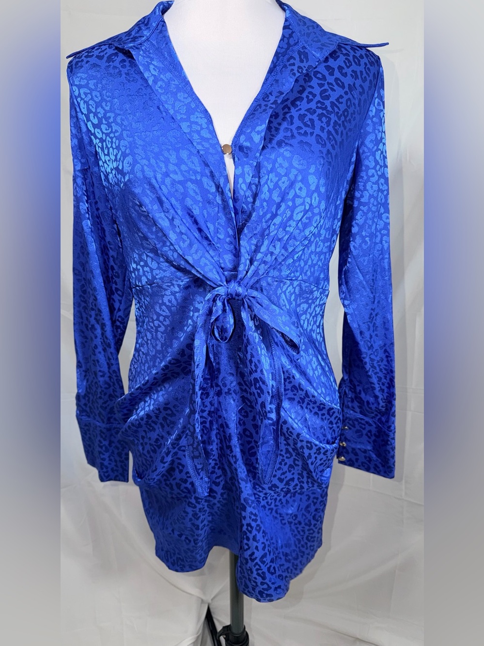 Cobalt Blue Leopard Print mini dress